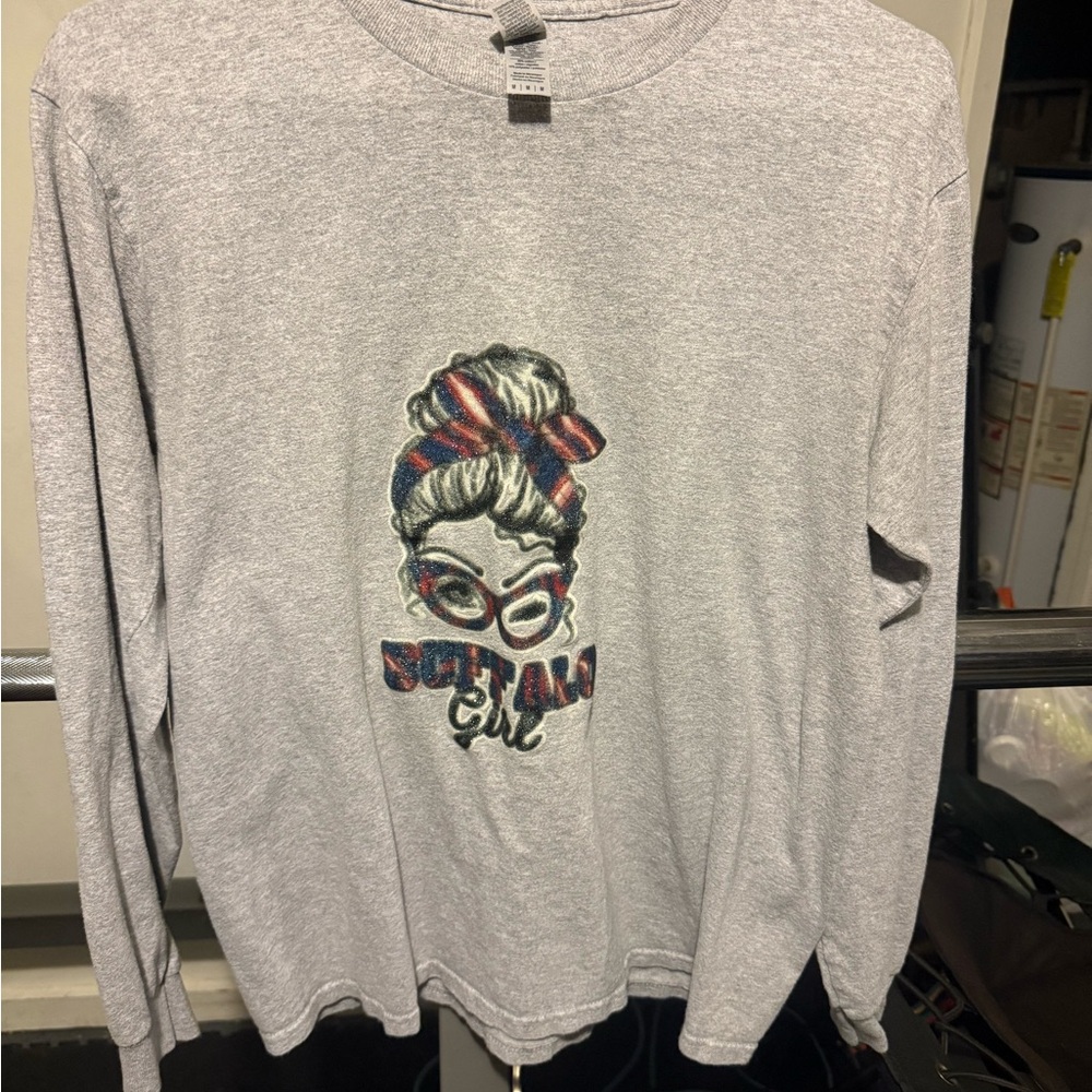 Gray Long Sleeve Buffalo Bills Sparkly Graphic Tee